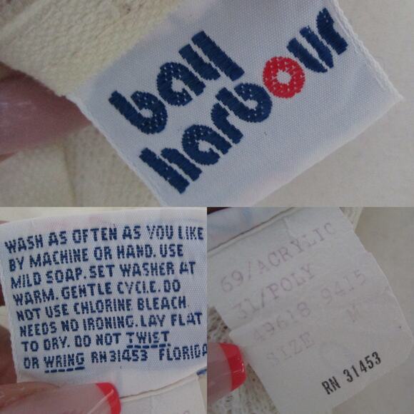 80s/90s Bay Harbour Cream Mock Neck Sweater Zip Back Knit Size M Coastalchic - Picture 8 of 16